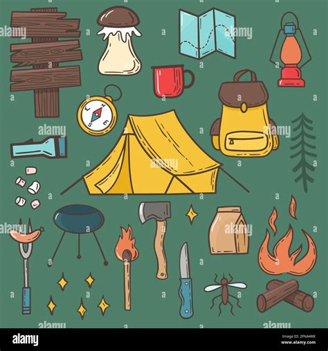 Camping Y Rutas De Senderismo Ilustraci N Vectorial Elementos De