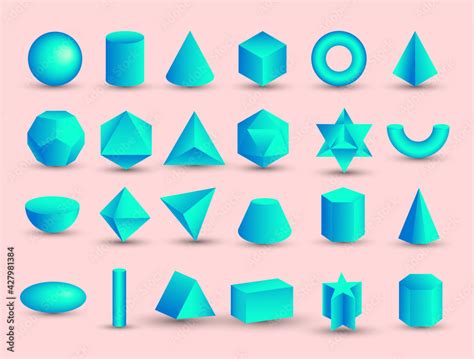 Vecteur Stock Vector Realistic 3d Blue Geometric Shapes Isolated On