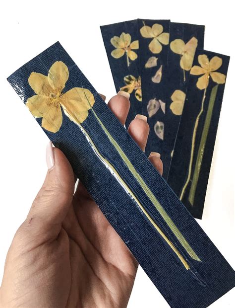 Pressed Flower Bookmarks Set Of Four Natural Real Pressed Etsy