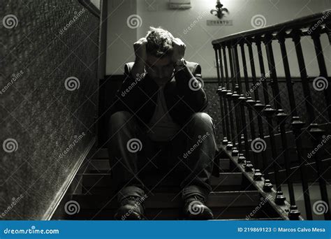 Unemployment And Divorce Dramatic Lifestyle Portrait Of Sad And