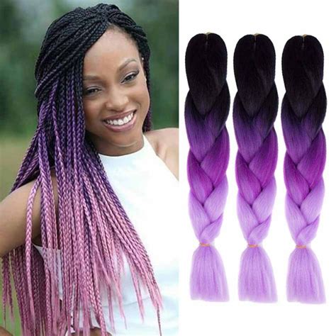 Jumbo Braiding Hair Extensions Ombre 3tone Colorful Synthetic Kanekalon