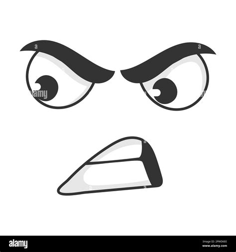 Expression Of Anger And Aggression Cartoon Face Vector Illustration