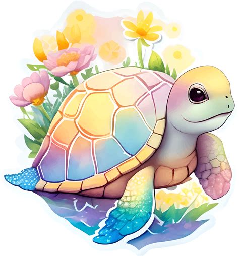 Cute Little Turtle Sticker With 24558380 Png