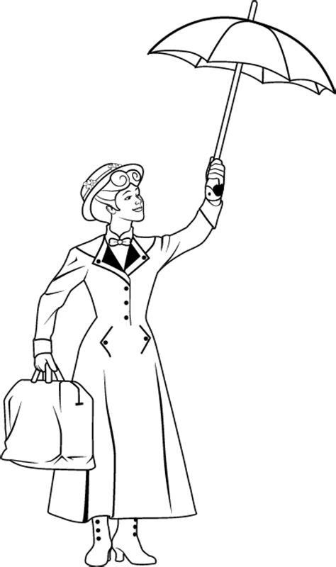 Simple mary poppins coloring page to print and color for free. Mary Poppins Coloring Page | Umbrella coloring page ...
