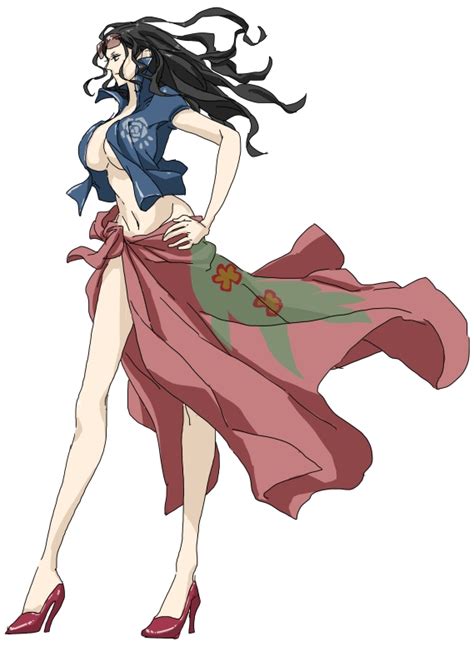 Chikichiki Robitema Nico Robin One Piece Girl Black Hair Blue Shirt Breasts Crop Top