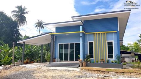Modern bungalow house plan with stones cladding. Affordable three-bedroom bungalow - Pinoy House Plans
