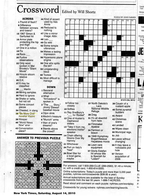 Crossword puzzles i abcteach provides over 49,000 worksheets page 1. in the New York Times crossword puzzle | Thanks to editor ...