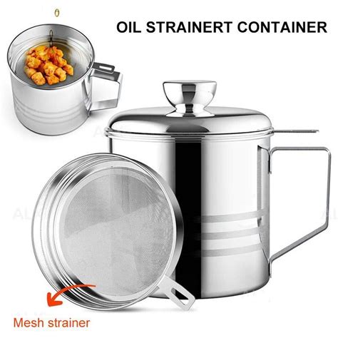 Home Grease Container With Strainer Peonlyshop