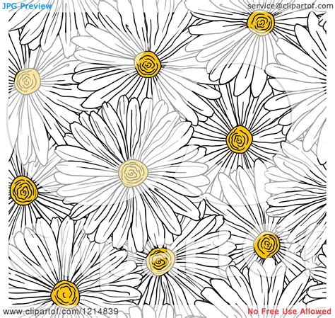 Clipart of a Seamless White Daisy Flower Pattern - Royalty Free Vector