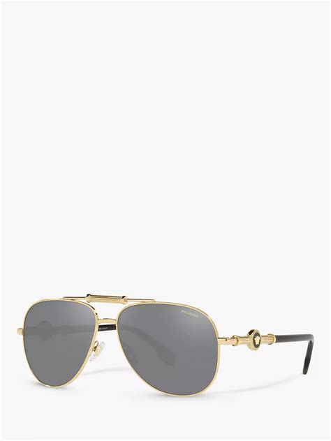 versace ve2236 unisex polarised pilot sunglasses gold grey at john lewis and partners