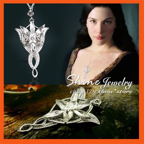 9k white gold plated lord of the rings arwen evenstar solid necklace pendant 08 ebay