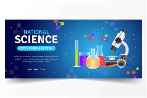 national science day february 28th horizontal banner design with laboratory equipment