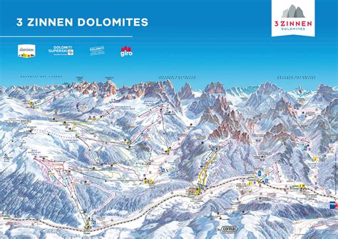 3 Peaks Dolomites Piste Map Plan Of Ski Slopes And Lifts Onthesnow