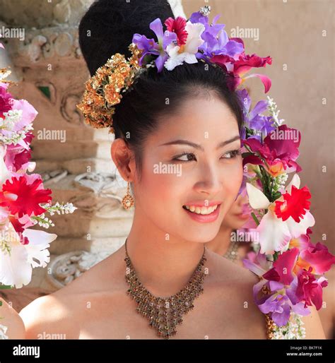 Thai Girl In Costume At A Festival In Chiang Mai Thailand Southeast