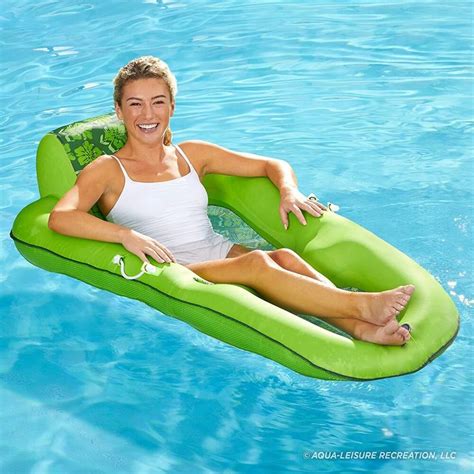 Qfc Aqua Leisure Inflatable Pool Lounger W Canopy And Luxury Recliner W Headrest 1 Piece In