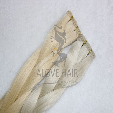 Cuticle Intact Blonde Color Hand Tied Wefts Alove Hair