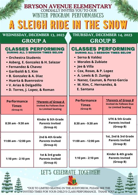 Winter Program Parent/Guardian Invitation 2023 / Invitación para padres