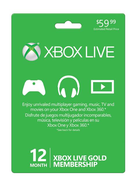 Microsoft Xbox Live 12 Month Gold Card Xbox 360 Video