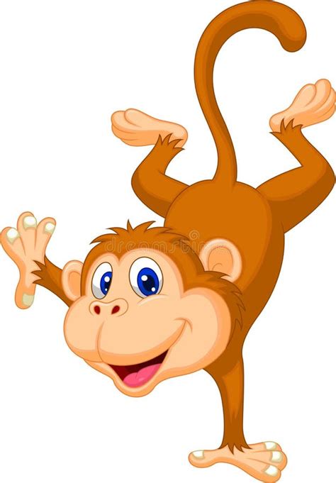 Cute Monkey Cartoon Standing In Its Hand Stock Vector Illustration Of