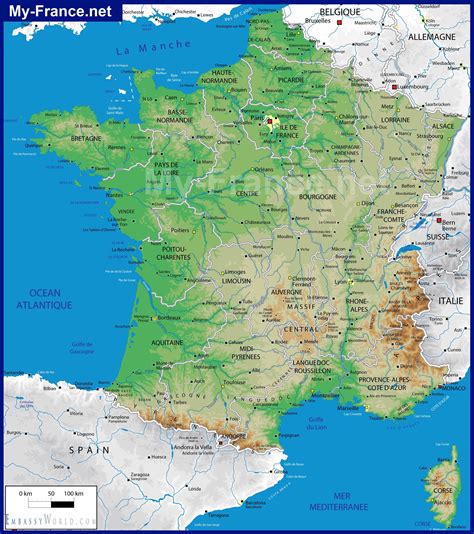 Карта Франции Подробная карта Франции на русском языке с городами и