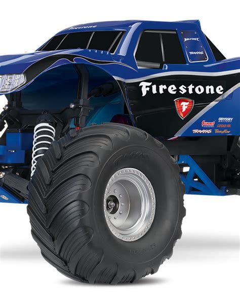 Tra36084 1 Firestone Blue Bigfoot 110 Scale 2wd Rtr Monster Truck