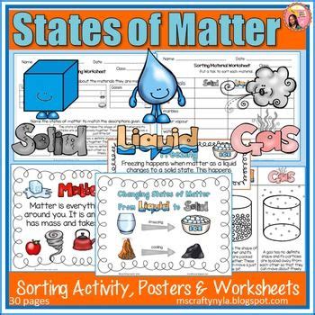States of Matter activities, worksheets, definition cards and posters ...
