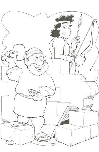 Nehemiah Rebuilds the Wall - Coloring Page - SundaySchoolist