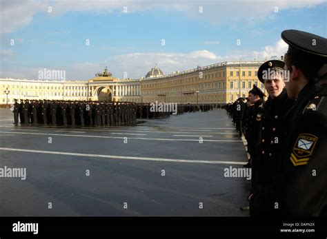 Russian Marine Military Cadets On A Parade Stock Photo Alamy