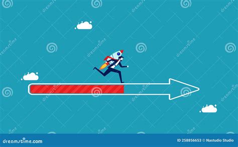 Progress Or Mission Journey To Success Determined Businessman Running
