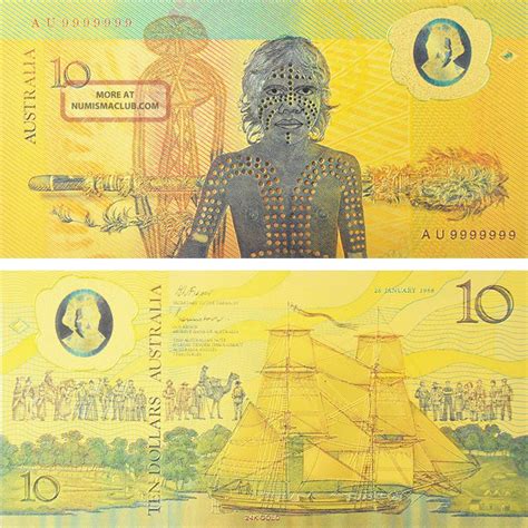 Bicentennial Australia 1988 Polymer Banknote Colorful 10 Comemorative