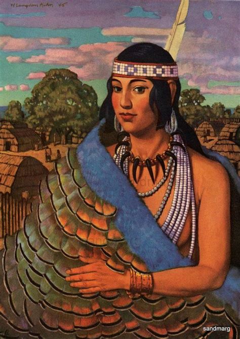 Pocahontas ~ Wears A Turkey Feather Robe By W Langdon Kihn For Framing American Indian