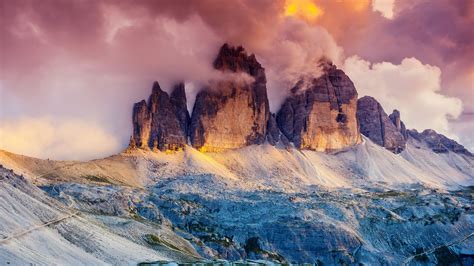 Three Peaks Dolomites Italy Wallpaper Backiee