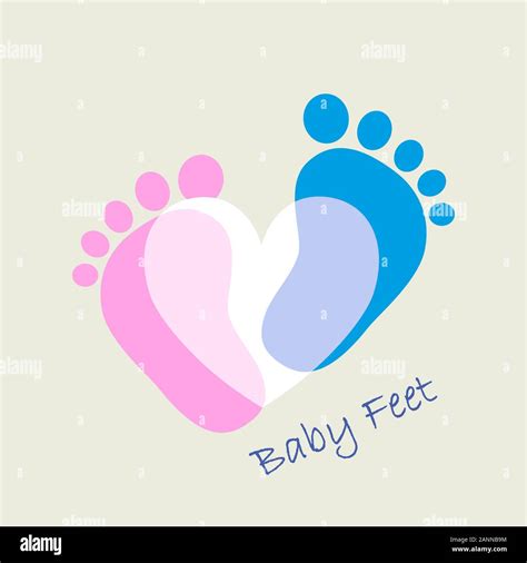 Simple Baby Footprints Vector Illustration Red And Blue Baby
