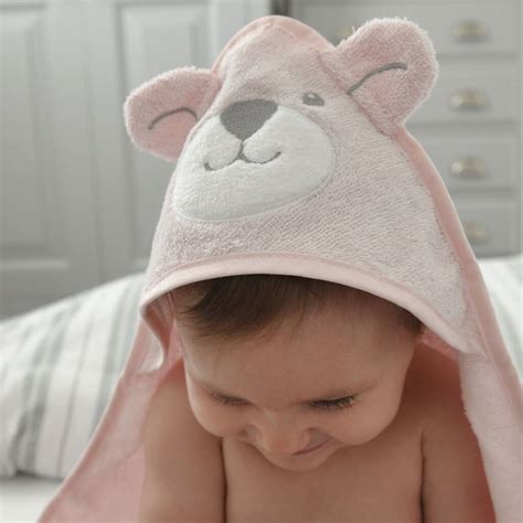 Personalised Pink Bear Hooded Baby Towel By A Type Of Design