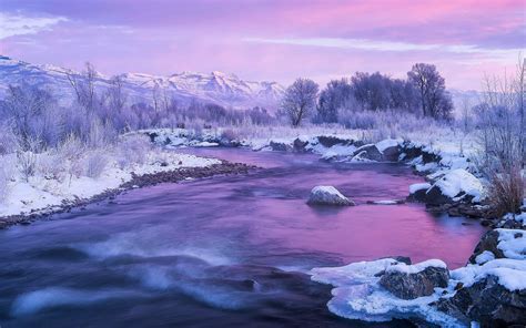 Nature Photography River Winter Mountain Wallpapers Hd Desktop