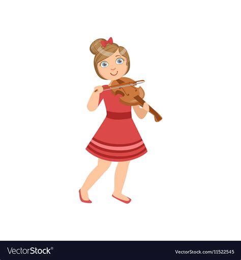 Girl In Red Dress Playing Violin Royalty Free Vector Image