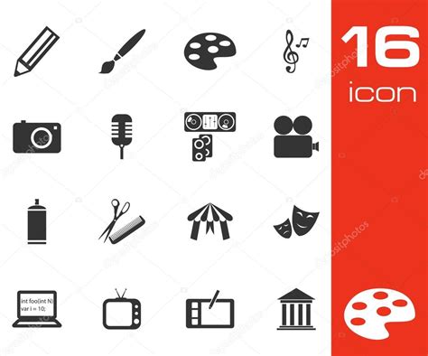 Vector Black Art Icons Set On White Background Stock Vector Image By