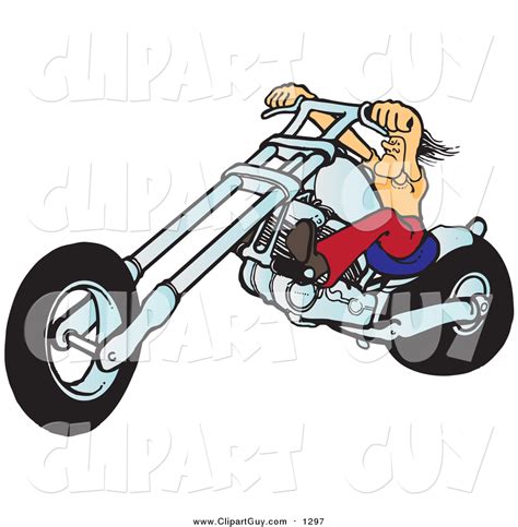 Clip Art Of A Tough White Biker Dude Resting His Arms On His Chopper