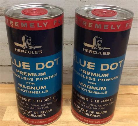 2 Cans Of Hercules Shot Gun Shell Blue Dot Powder Un Opened Cans