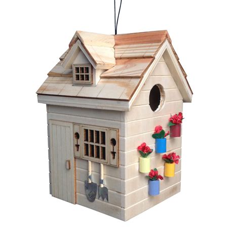 775 Brown And Red Nestling Series Potting Shed Outdoor Birdhouse