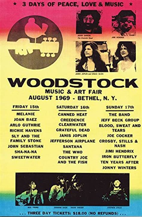 Poster Woodstock Line Up En Vente Sur Close Up