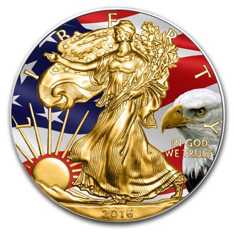 Buy Silver Coin Flag Colorized And Gold Gilded American Eagle Buy