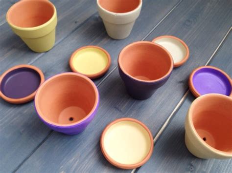 Items Similar To Painted Mini Clay Pots Set Of 3 Choose Colors