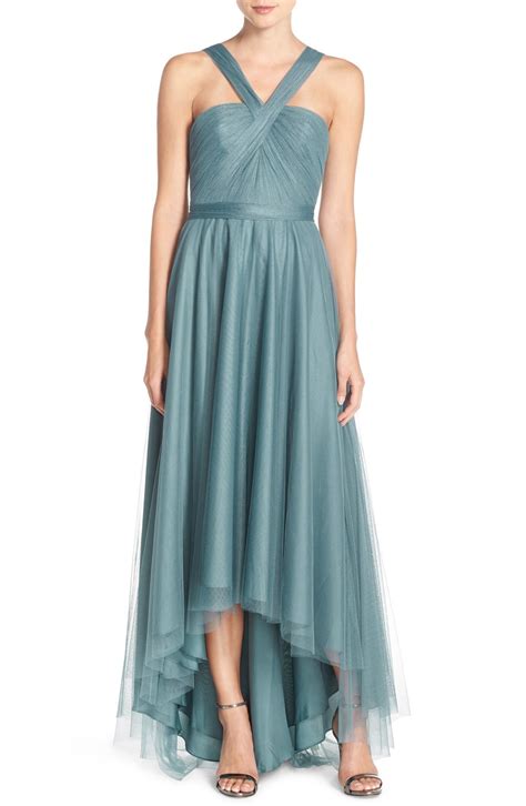 Monique Lhuillier Bridesmaids V Neck Tulle Highlow Gown Nordstrom