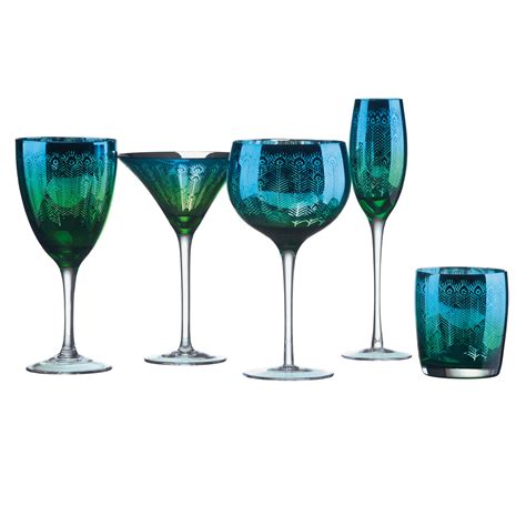 Set Of 2 Peacock Wine Glasses The Drh Collection