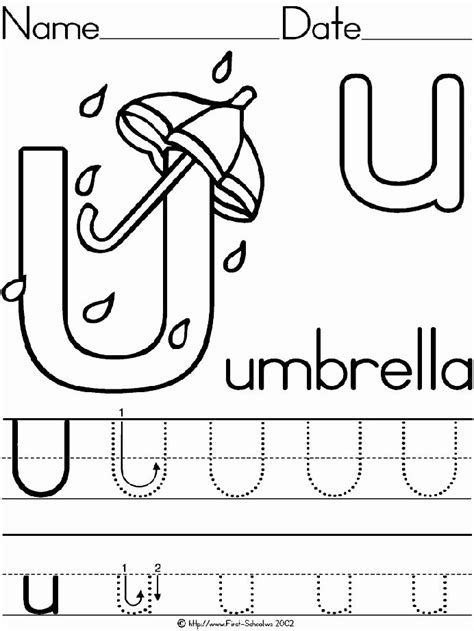 Worksheet For Kindergarten Letter U Preschool Letters Alphabet