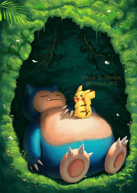 Sleeping Snorlax And Pikachu By Https Deviantart Com Yuuza On Deviantart Pokemon