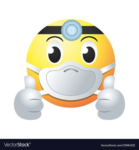 Doctor Emoji With Mask Gradient Style Icon Vector Image