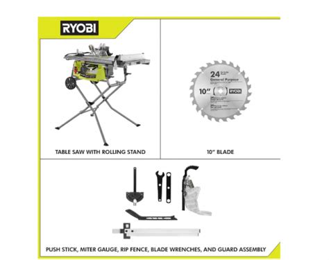 Ryobi Rts23 15 Amp 10 In Expanded Capacity Table Saw With Rolling