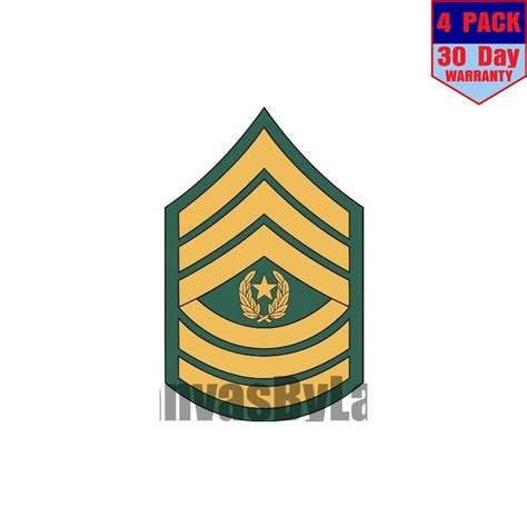 Army Command Sergeants Major Rank 4 Pack 4x4 Inch Sticker Etsy